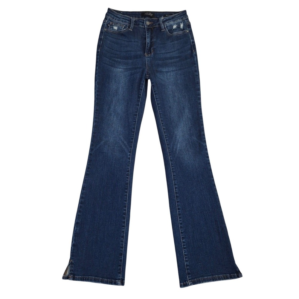 Judy Blue Slim Bootcut Jeans Womens 5/27 Distressed Dark Wash